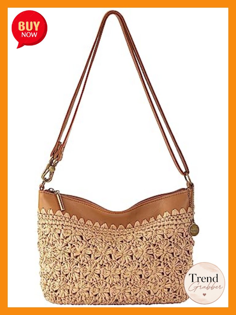 Convertible 3-In-1 Crossbody Shoulder Clutch Handbag In Crochet & Leather